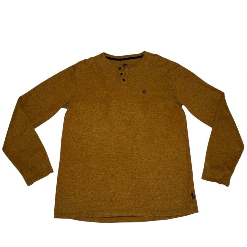 VEECE Brock Long Sleeve Henley Carmel Black Men's Size Large